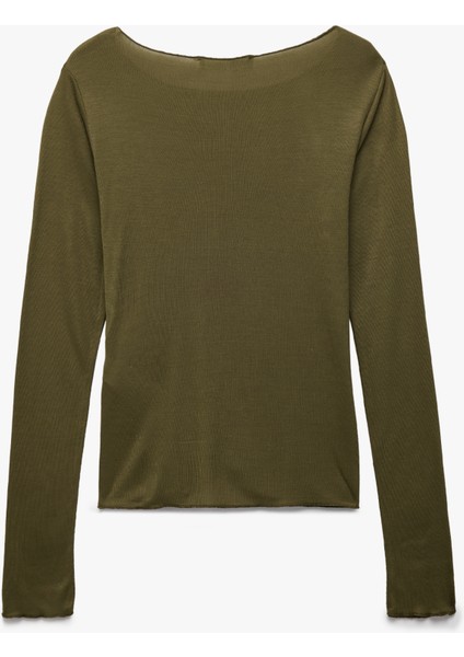 Rahat Kalıp Uzun Kollu U Yaka Viskon Pijama Üstü fiyatları