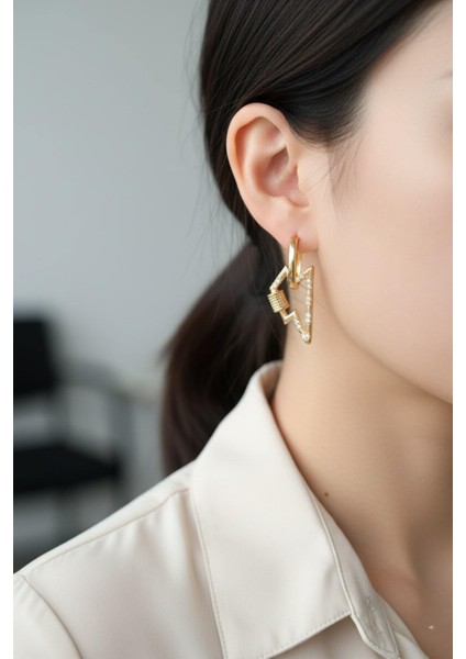 Modern Üçgen Tasarım Zirkon Taşlı Küpe (Xuping) 01-Xpng-Küpe fırsatları