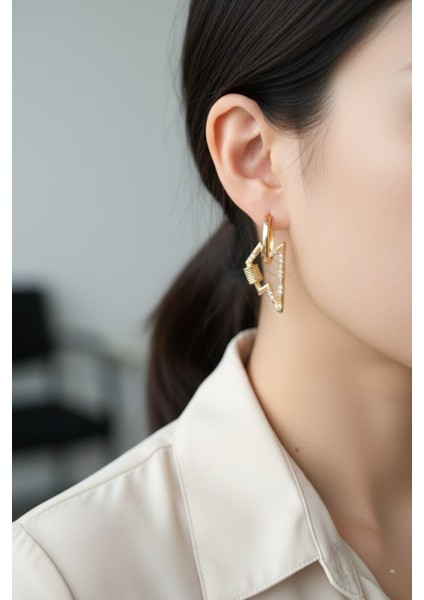 Modern Üçgen Tasarım Zirkon Taşlı Küpe (Xuping) 01-Xpng-Küpe indirimleri