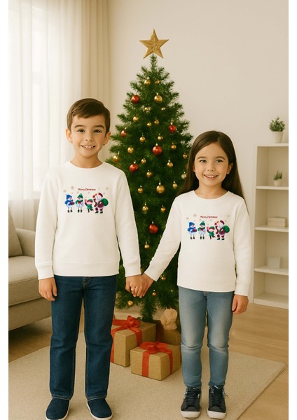 Unisex Happy New Year Yılbaşı Baskılı Yetişkin ve Çocuk Sweatshirt 3 Iplik Şardonlu Kumaş modelleri