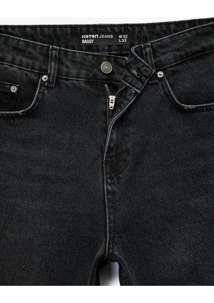 Pamuklu Cepli Bol Kalıp Baggy Jean Pantolon