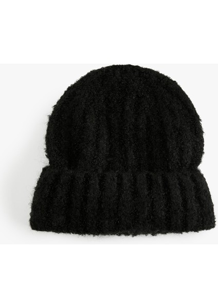 Yumuşak Dokulu Katlama Detaylı Kırçıllı Örgü Bere