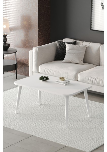 Orta Sehpa Metal Ayaklı , Roma Orta Sehpa , Beyaz Metal - Beyaz Tabla