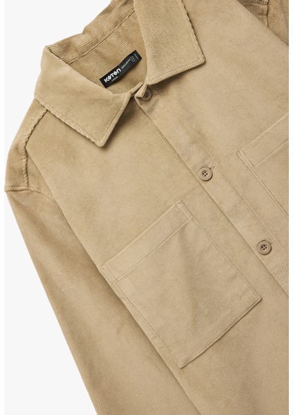 Regular Fit Pamuklu Cepli Klasik Yaka Uzun Kollu Fitilli Kadife Gömlek Ceket modelleri