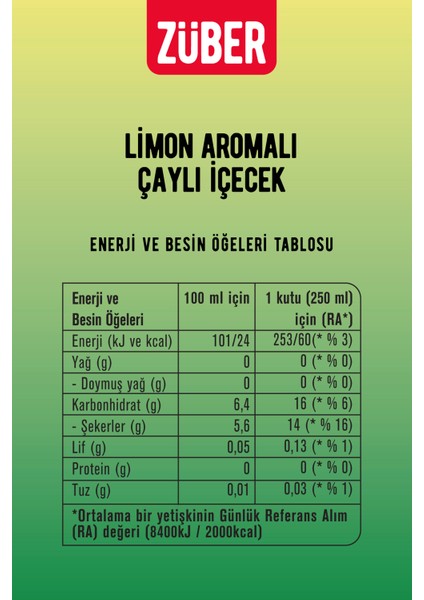 Ice Tea Limon 250ML x 6 Adet fiyatları