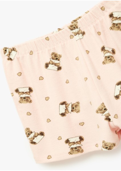 Ayıcık Baskılı Rahat Kalıp Beli Lastikli Viskon Şort modelleri