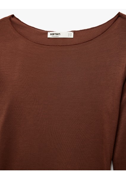 Rahat Kalıp Uzun Kollu U Yaka Viskon Pijama Üstü modelleri