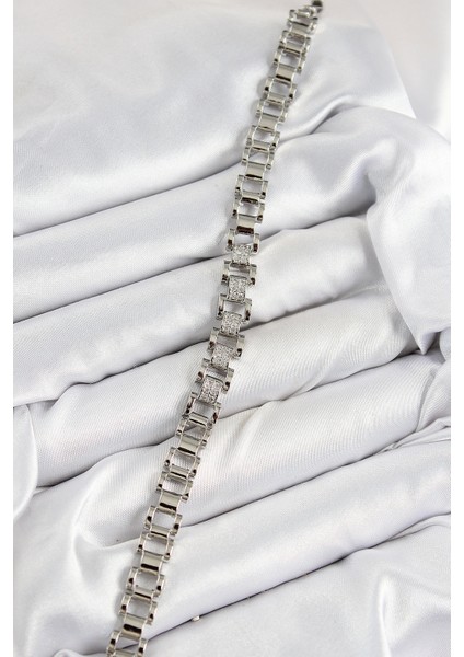 Pirinç Zirkon Taşlı Parçalı Model Gümüş Renk Kadın Bileklik fiyatları