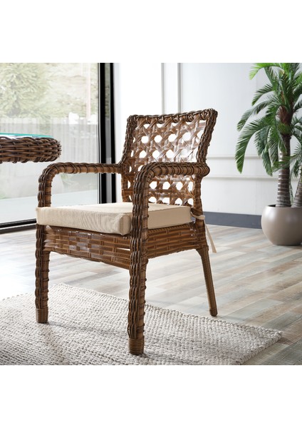 Ayaz 4 Kişilik Rattan Bahçe Balkon Mutfak Masa Takımı Kahve modelleri