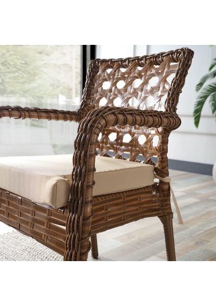 Ayaz 4 Kişilik Rattan Bahçe Balkon Mutfak Masa Takımı Kahve indirimleri