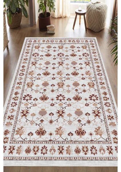 Dijital Baskılı Renkli Kilim Desenli Kaymaz Taban Yıkanabilir Halı