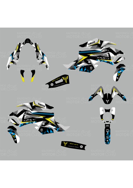 Yamaha MT 07 Colorful Camo Design Sticker Set (Beyaz Yoğun) fiyatları