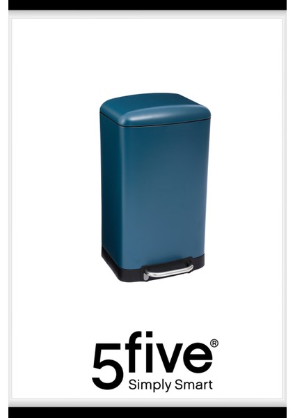 Ariane 30 L Pedallı Çöp Kovası Mavi | Yavaş Kapanma Kapak, Kolay Temizlik Çıkarılabilir Yıkanabilir İç Sepet, İnce Tasarım