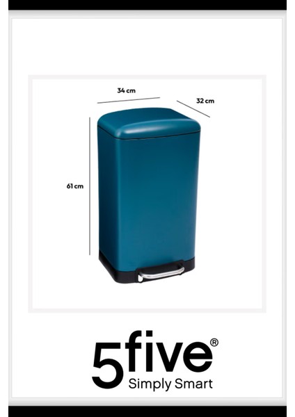 Ariane 30 L Pedallı Çöp Kovası Mavi | Yavaş Kapanma Kapak, Kolay Temizlik Çıkarılabilir Yıkanabilir İç Sepet, İnce Tasarım fiyatları