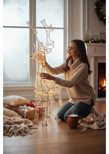 Yılbaşı Yeni Yıl Dekor Süs Işıklı Geyik 63 Cm. 1000 LED