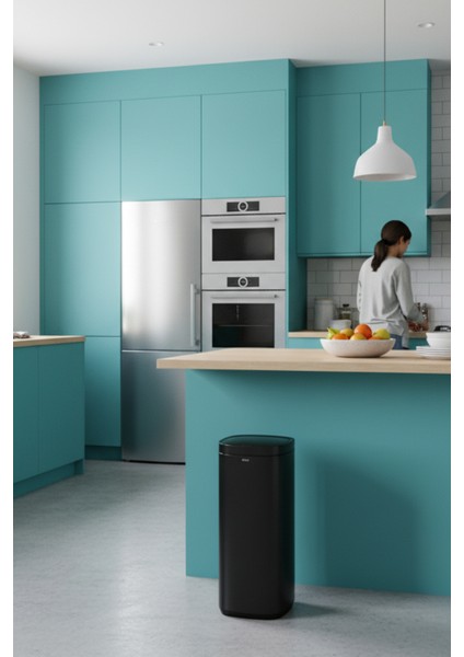 Round 50 L Metal Pedallı Çöp Kovası Siyah | Büyük Hacim, Yavaş Kapanma, Kolay Temizlik Çıkarılabilir Yıkanabilir İç Sepet