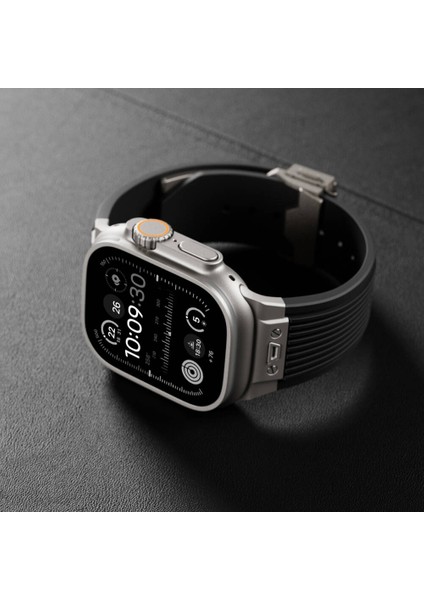 Apple Watch 7 45MM Endurance Pro 316L Çelik Bağlantı Parçalı Silikon Kordon Kayış