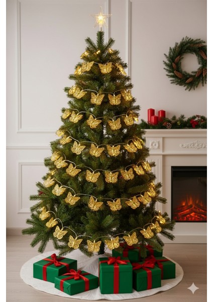 Altın Kelebek Pilli LED Işık – 10'lu Yılbaşı Dekor Şerit Aydınlatma Modeli fırsatları