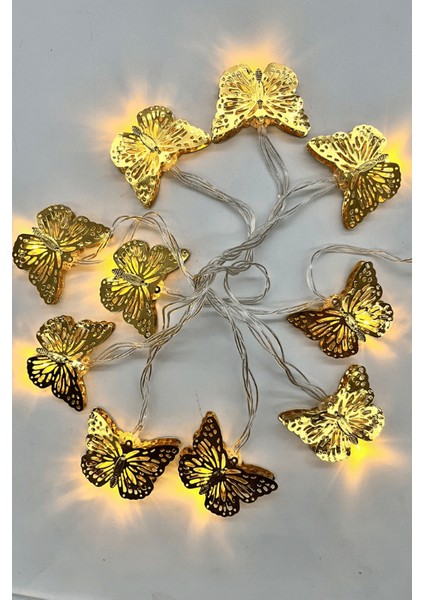 Altın Kelebek Pilli LED Işık – 10'lu Yılbaşı Dekor Şerit Aydınlatma Modeli indirimleri