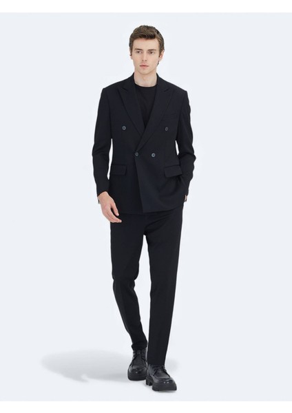 Siyah Düz Modern Fit Takım Elbise modelleri