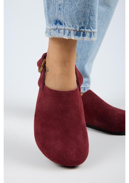 Antonella Kadın Deri Hakiki Deri Arkadan Kemerli Sabo Bordo Sandalet fırsatları