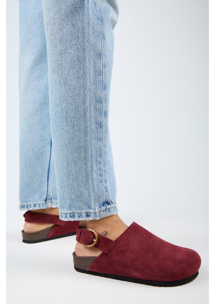 Antonella Kadın Deri Hakiki Deri Arkadan Kemerli Sabo Bordo Sandalet indirimleri