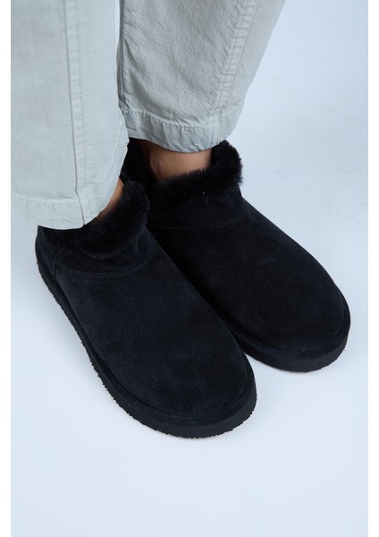 Hanni Kadın Hakiki Deri Sabo Kürklü Siyah Terlik modelleri