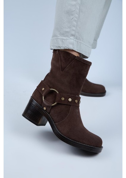 (Lukka) Kadın Hakiki Deri Biker Troklu Kahve Bot fırsatları