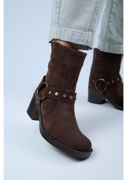 (Lukka) Kadın Hakiki Deri Biker Troklu Kahve Bot indirimleri