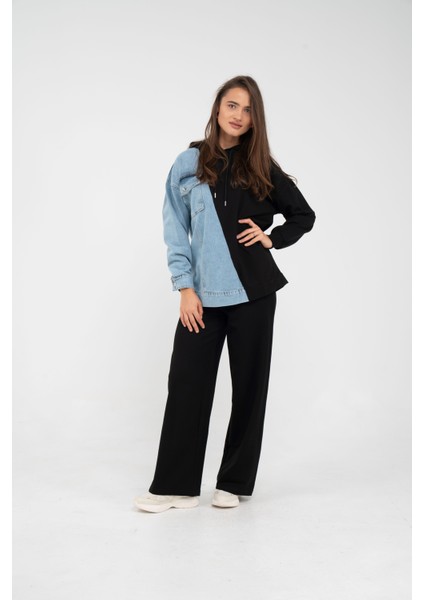Kapüşonlu Denim Detaylı İkili Takım K1741 fırsatları