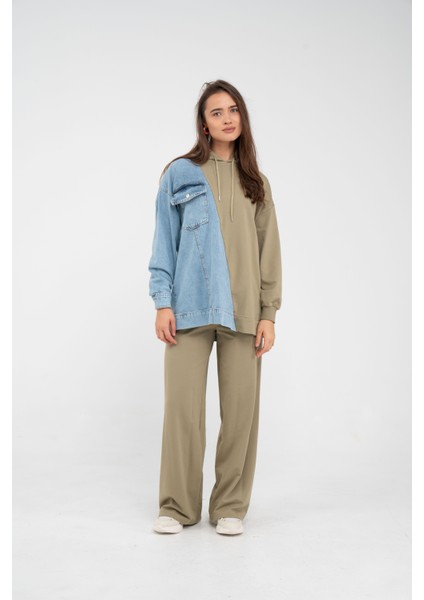 Kapüşonlu Denim Detaylı İkili Takım K1741 modelleri