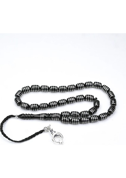 Oltu Taşı ve Kapsül Kesim Burgu Sarma İşlemeli Tespih