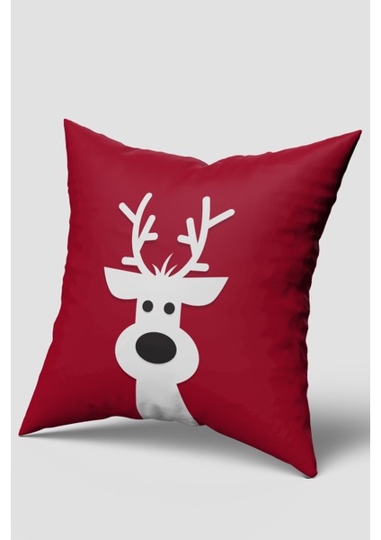 Kırmızı Beyaz Sevimli Geyikler Yılbaşı Kırlent Kılıfı Seti 2'li fiyatları