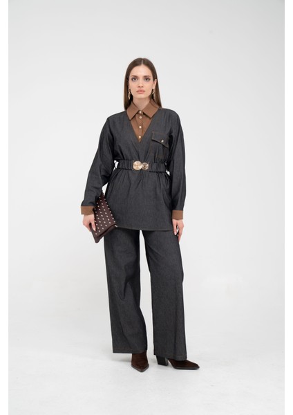 Tokalı Kemer Detaylı Çift Parça Kadın Takım 1755