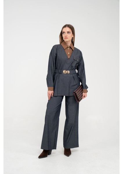 Tokalı Kemer Detaylı Çift Parça Kadın Takım 1755 indirimleri