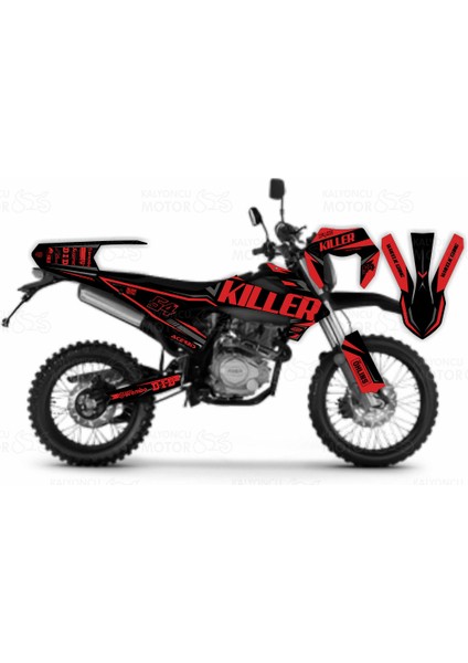 Kuba Race 125 Killer Design Full Hologram Siyah-Kırmızı-Gri Kaplama