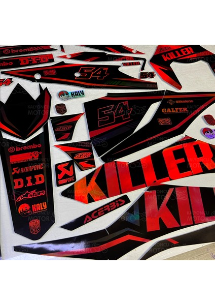 Kuba Race 125 Killer Design Full Hologram Siyah-Kırmızı-Gri Kaplama modelleri