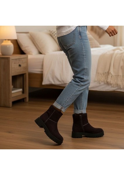 Kahve Süet Hakiki Deri Içi Peluş Astarlı Kadın Bot fiyatları