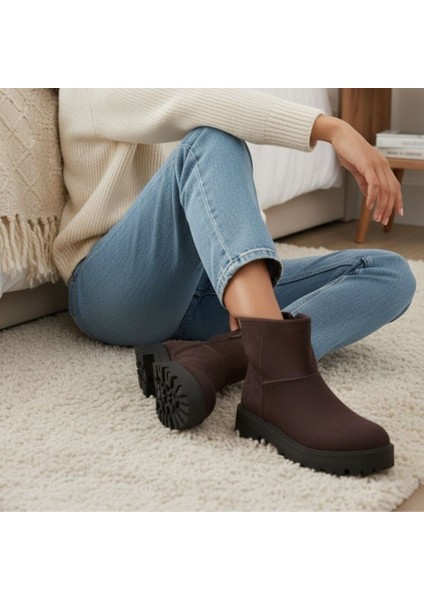 Kahve Süet Hakiki Deri Içi Peluş Astarlı Kadın Bot indirimleri