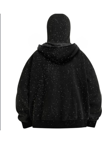 İsra Ayyıldız Siyah Taşlı Parıltılı Kar Maskeli Unisex Kapüşonlu Hırka fiyatları