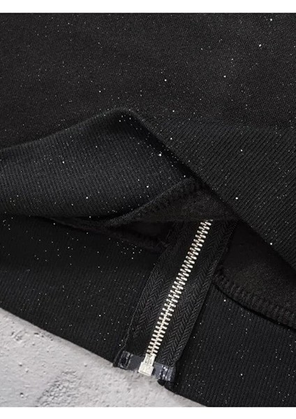 İsra Ayyıldız Siyah Taşlı Parıltılı Kar Maskeli Unisex Kapüşonlu Hırka fırsatları