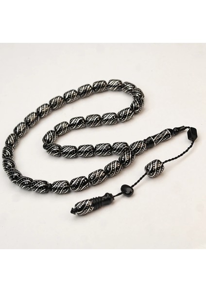 Oltu Taşı Çeşmi Arası Çeşmi İşlemeli Tespih