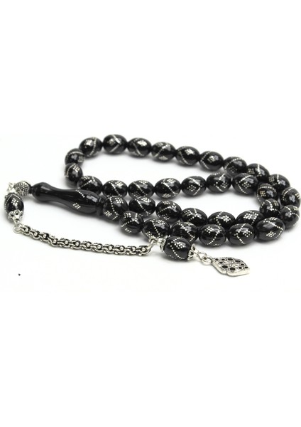 Oltu Taşı Beyzi Model Tek Zikzak Baklava Işlemeli Tespih indirimleri