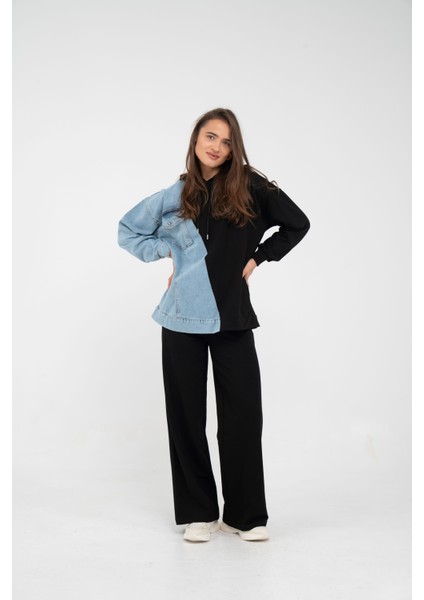 Kapüşonlu Denim Detaylı İkili Takım K1741 modelleri