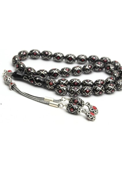 Oltu Taşı Beyzi Fiyonk Kırmızı İşlemeli Tespih fırsatları