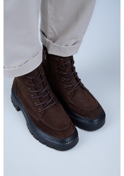 Ayra Kadın Hakiki Deri Bağcıklı Burnu Köşeli Kahve Bot fiyatları