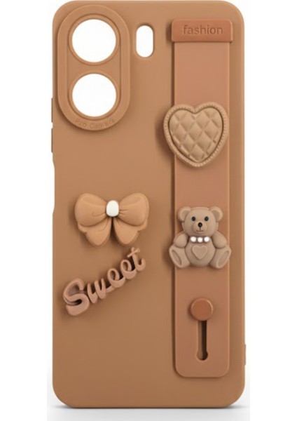 Redmi 13C Uyumlu Kılıf Kahverengi Renk 3D Figürlü Darbe Emici Yumuşak Silikon Kapak fırsatları