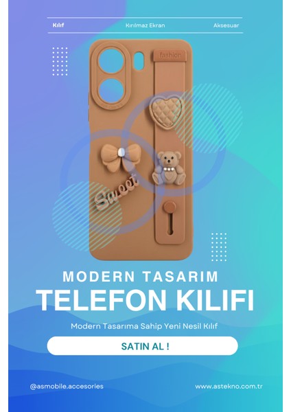 Redmi 13C Uyumlu Kılıf Kahverengi Renk 3D Figürlü Darbe Emici Yumuşak Silikon Kapak indirimleri