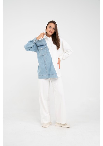 Kapüşonlu Denim Detaylı İkili Takım K1741 fırsatları