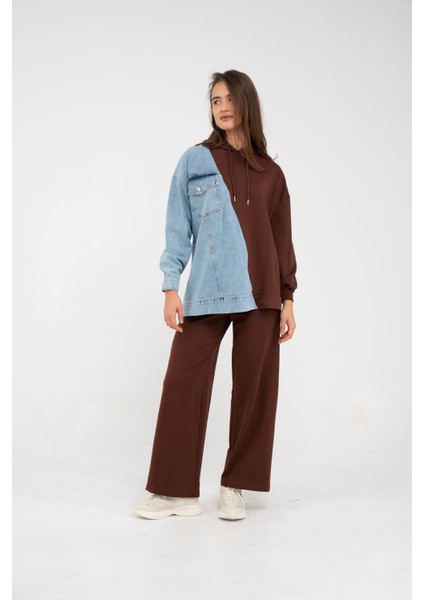Kapüşonlu Denim Detaylı İkili Takım K1741 fırsatları